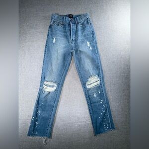 Urban Outfitters BDG Slim Straight Distressed Ripped Y2K Women Sz 24 Button Fly